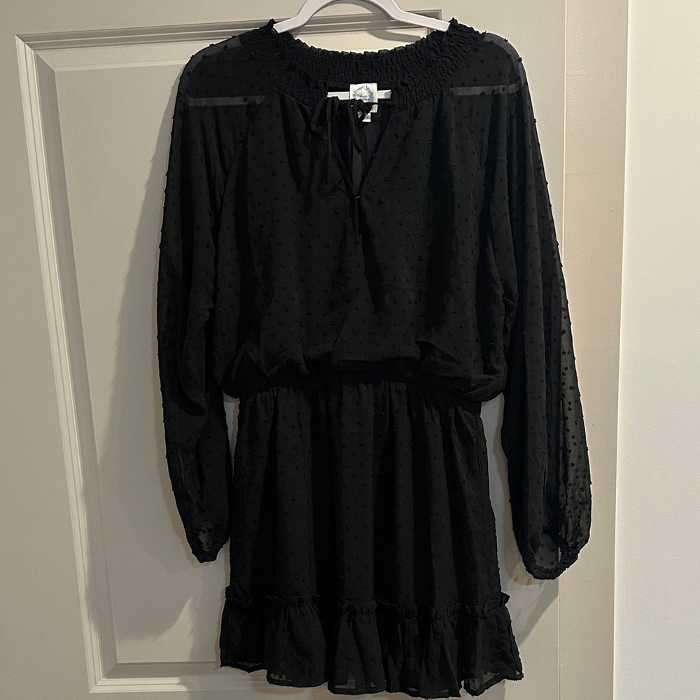 Blue Rain Black Ruffled Dress